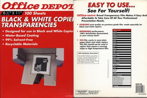 Office Depot Black And White Copier Transparencies 100-Ct, Item # 753-631—NEW