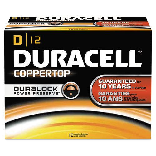 Coppertop alkaline batteries with duralock power preserve technology, d, 12/box for sale