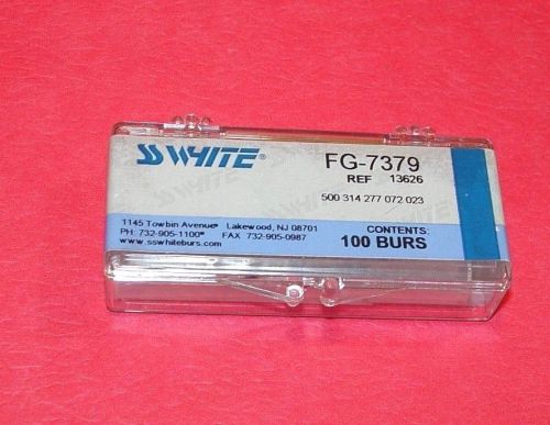 SS White FG- 7379  finishing 12 bladed egg shap burs, NEW sealed box of 100 burs