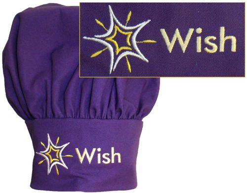 Wish Chef Hat Star Starburst Bright Monogram Purple Kitchen Cook Hat Embroidery
