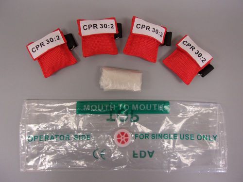 100  Red CPR Mask Keychain with  GLOVES !! CPR 30:2 Face Shield Ships from USA!!