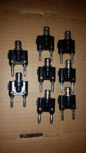 Lot of 8 BNC(f) to Double Stacking Banana Jack Adapters, Pomona 1269