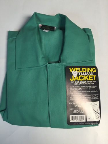 Tillman 6230V-M 30&#034; 9oz Green FR Cotton Welding Jacket (Medium)