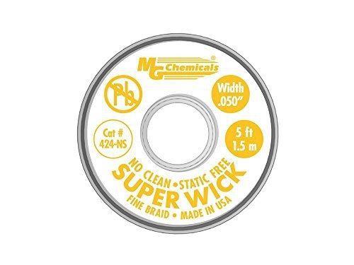 MG Chemicals 400-NS Series #2 No Clean Super Wick Desoldering Braid, 0.05&#034; Width