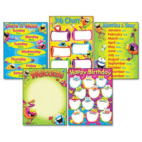 Learning Chart Combo Pack, Frog-tastic! Classroom Basics, 17w x 22, 5/Pack