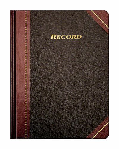 Adams Record Ledger, 8.25 x 10.75 Inches, Black Covers with Maroon Spine, Lined