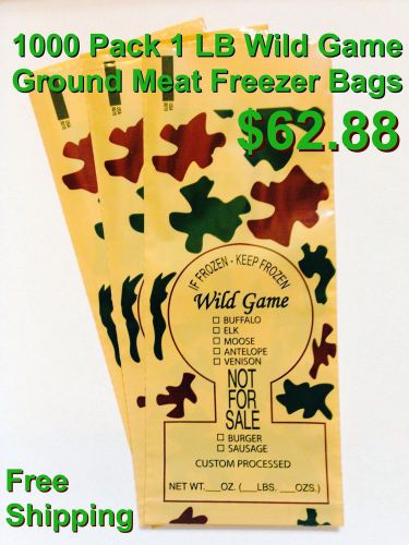 CAMO PRINT WILD GAME GROUND MEAT FREEZER CHUB BAGS 1LB 1000 COUNT FREE SHIPPING