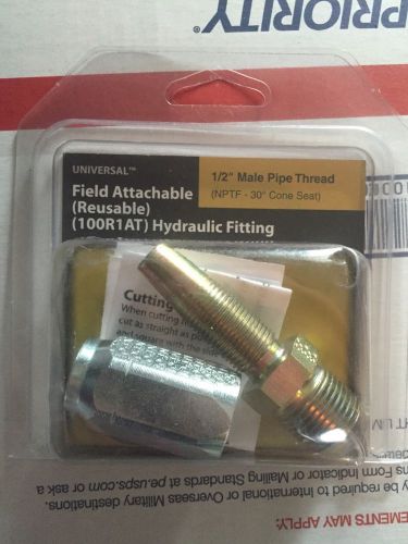 Field Attachable Reusable Fitting 1/2&#034; Hose x NPTF 1/2 30deg  thead male 100R1AT