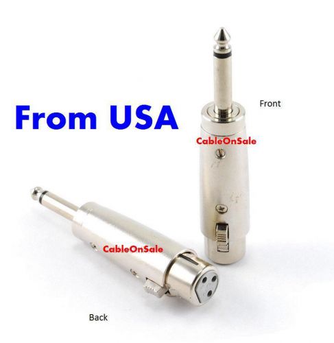 2 Pack 3-Pin XLR Female to 1/4&#034; 6.35mm Mono Male Plug Audio Cable Mic Adapter