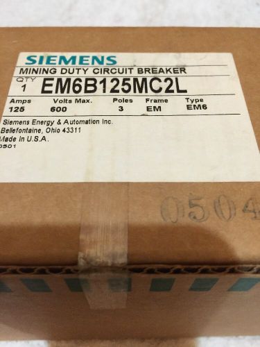 Siemens Breaker Mining Duty EM6B125MC2L
