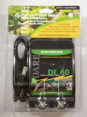 Dare - enforcer electric fence energizer - de 60 - up to 4 acres/.15 joule - nib for sale
