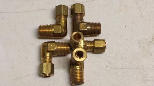 Lot of 5 parker 1/4&#034; mnpt x 1/4 od tube brass 90-align compression-male for sale