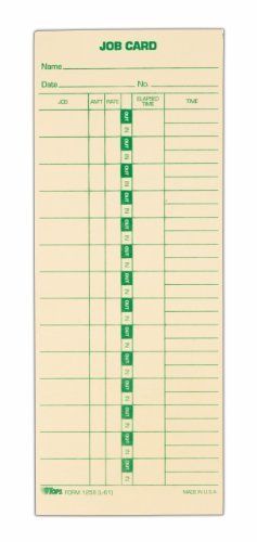 TOPS Job Cards Replaces L-61, 15-800622, 1-Sided, 3-1/2&#034; x 9&#034;, Manila, Green