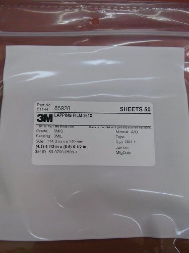 3M 261X A/O Lapping Film  5MIC 3MIL 50 sheets 4.5 x 5.5 in one pack NEW