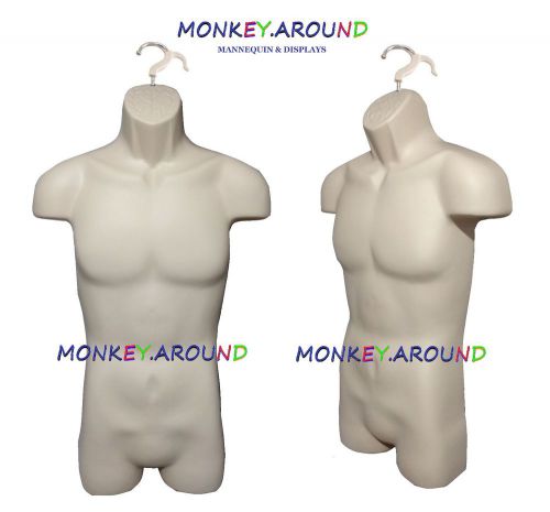 1 Male Mannequin, Flesh Dress Torso Body Form-Display Men Shirt Jersey + 1 Hook