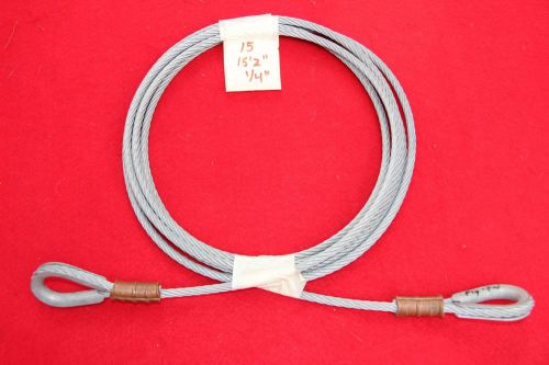 1/4&#034; galvanized wire rope cable 182&#034; (15&#039; - 2&#034;)  w/ ends / eye loops ~ 7 x 19 for sale