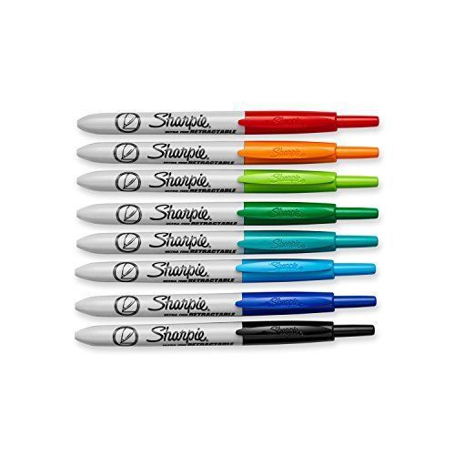 Sharpie retractable ultra fine point permanent markers 8 colored markers (174... for sale