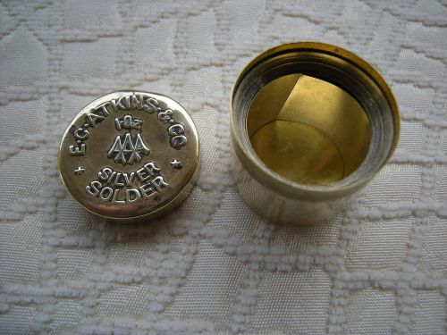 Vintage E.C. ATKINS &amp; Co 1 oz.Silver Solder Brass Container with Contents