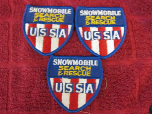 3 - Vintage SEW On PATCH Snowmobile Search &amp; Rescue USAA American Flag