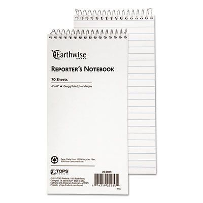 Earthwise Recycled Reporter&#039;s Notebook, Legal/Wide, 4 x 8, White, 70 Sheets