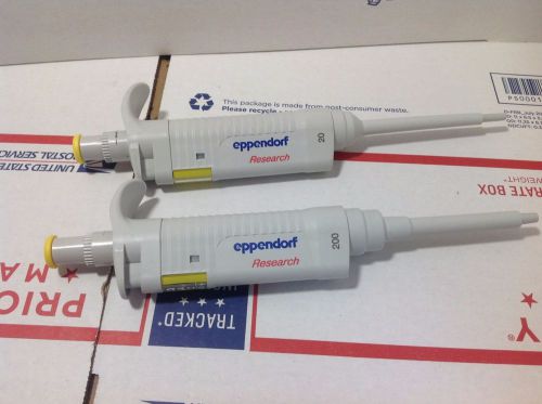 Set 2 Eppendorf Research Series Adjustable Volume Pipette 20 ul,200 ul #15