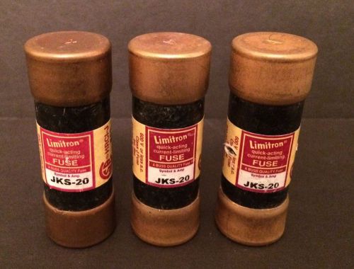 Lot of (3) Buss Limitron JKS-20 Quick Acting, Current Limiting 600V Class J Fuse