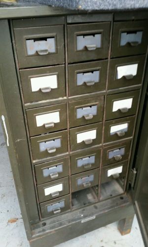 Vintage Drawer Addressograph Metal File Apothecary Industrial Cabinet Tag Lock