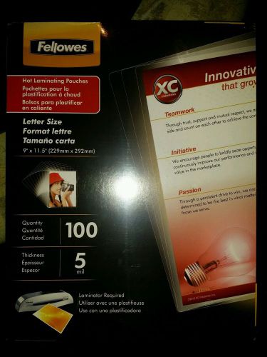 Fellowes Hot Laminating Pouches, Letter, 5 mil, 100 Pack (52040) , New, Free Shi