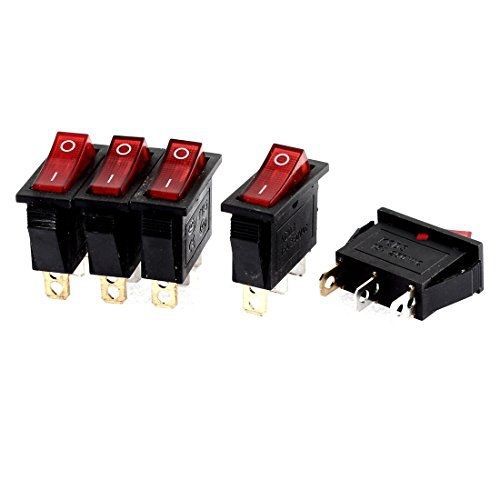 Ac 16a/250v 20a/125v red light illuminated on off spst boat rocker switch x 5 for sale