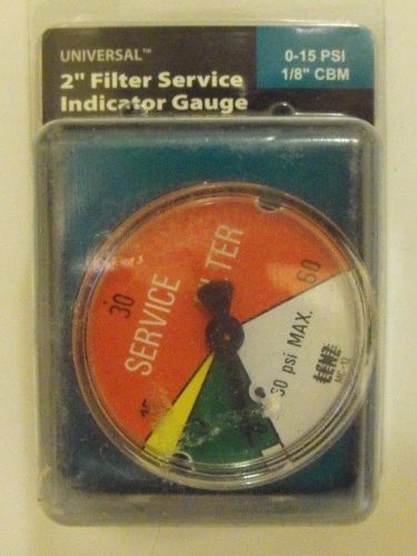 Apache universal 2&#034; filter service indicator gauge 0-15psi 1/8&#034; cbm for sale