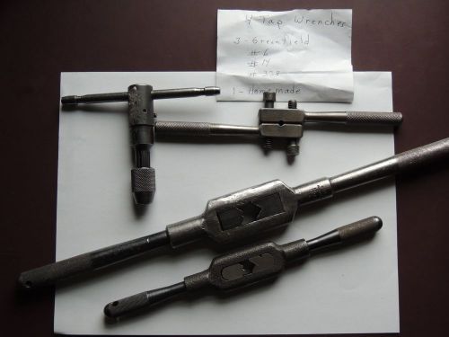 4) tap wrenches.  inc. Vintage Greenfield  No 6, 14, 338