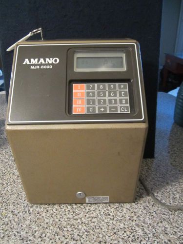 Amano MJR-8000 Calculating Time Clock with Key and Manual~Working~