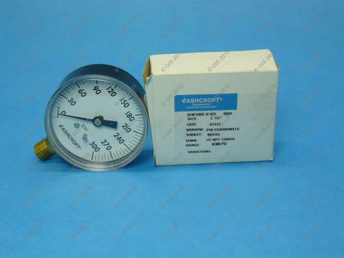 Ashcroft 25w1005-h-02l-300# 2 1/2&#034; pressure gauge 0-300 psi lm 1/4&#034; npt new for sale