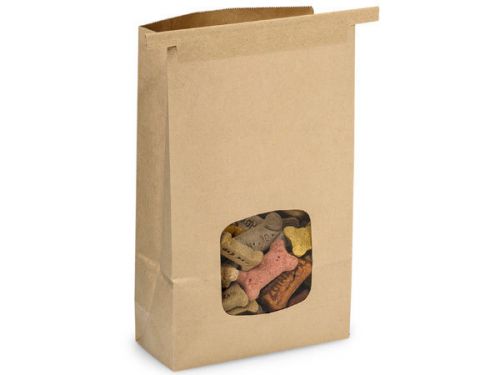 40ct. kraft 2lb lined tin tie bags with window 6&#034;x2-3/4&#034;x9-1/2&#034; fda food grade for sale