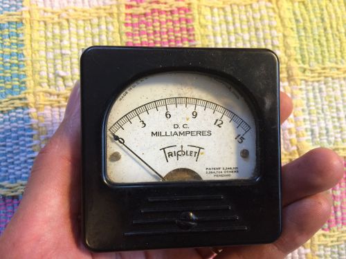 Vintage Triplett DC Milliamperes Meter Gauge Measures 0-15