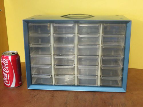Vintage Blue 24 Drawer Akro Mils Small Parts Metal Storage Organizer Sewing