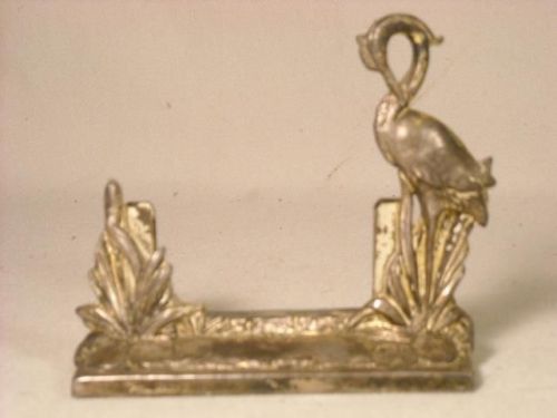 VINTAGE CRANE BUSINESS CARD HOLDER, SILVER METAL, W.S. MFG #786