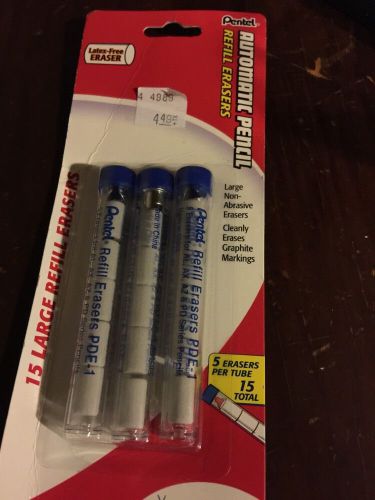 1 Pentel Automatic Pencil Refill Erasers / 5 Erasers Per Tube/Totals 15 erasers