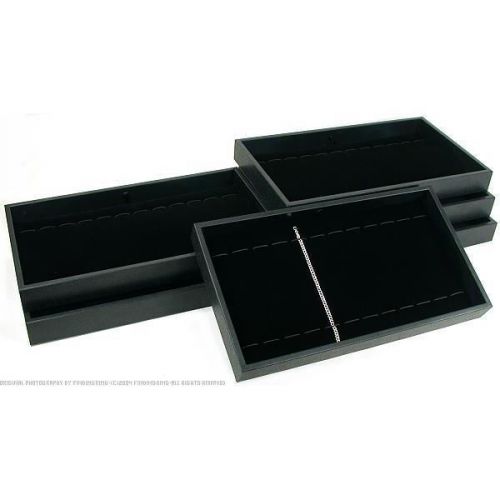 6 Black Velvet 12 Slot Bracelet &amp; Watch Display Trays