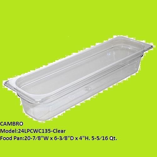 Cambro Clear Camwear Long Half 1/2 Size Food Pan, 4&#034; H Clear  lot of 4