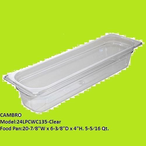 Cambro Clear Camwear Long Half 1/2 Size Food Pan, 4&#034; H Clear  lot of 4