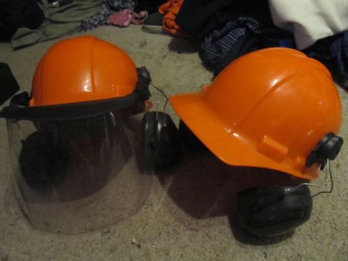 2 aosafety ao safety hard hat helmet w peltor optime 101 ear muffs &amp; shield for sale