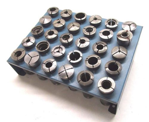 30 assorted emergency machinable 5c collets w/ rack for sale