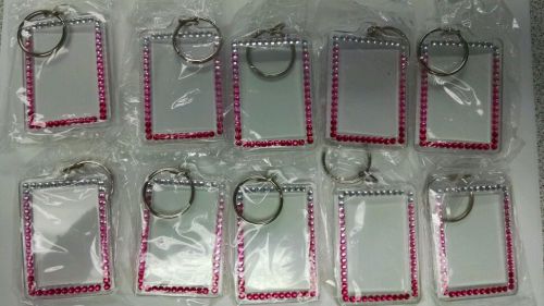 10 make your own photo key chain fast easy light dark pink sparkling rhinestones for sale