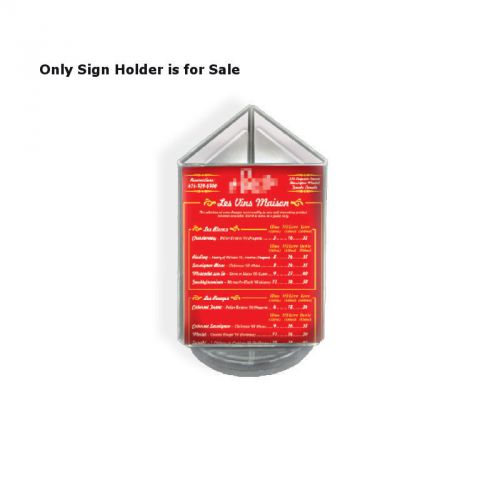 Retail Clear Acrylic 3-Sided Sign Holder with Black Revolving Base 4&#034; W x 6&#034; H