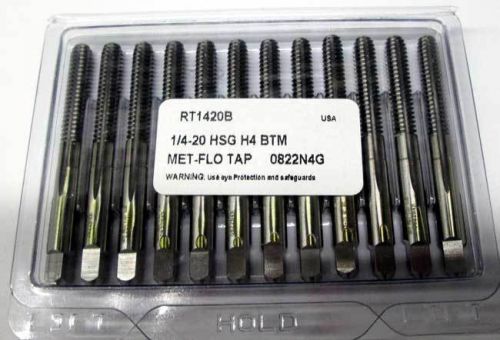 12 Pcs. Standard Tool 1/4-20 GH4 Met-Flo HSS Thread/Roll-Form Bottoming Taps