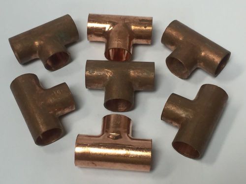 7pc 1/2&#034; x 1/2&#034; x 1/2&#034; tee copper nibco mueller crimp plumbing fittings unused for sale