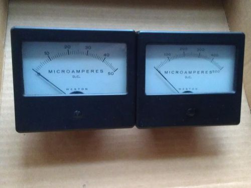 PAIR of Vintage WESTON  Microamperes Meters