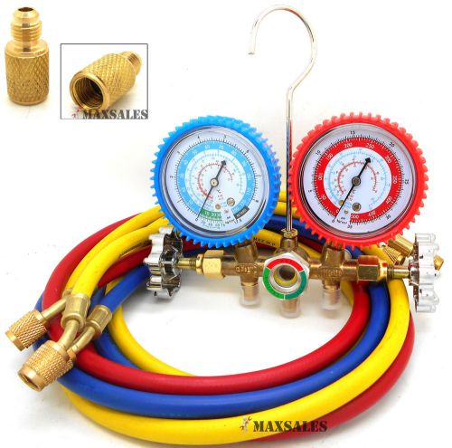 R134a r12 r22 manifold gauge set hvac ac refrigeration test w/5ft charging hoses for sale