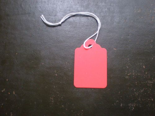 1000 Blank Fluorescent RED Price Tags w/ String #5  1-1/8 by 1-3/4 -Made in USA